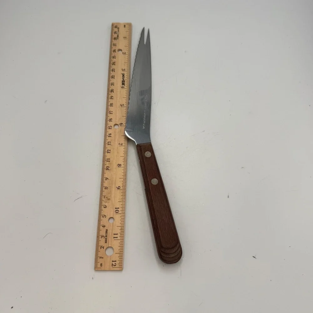 Vintage Ekco USA Flint V Stainless Vanadium Serrated Tomato Knife Wood Handle